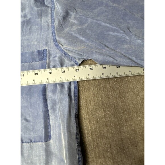 La Vanx Collection Men Shirt‎ Med Blue Silk Short Sleeve Button Up Sand Wash - Picture 5 of 9